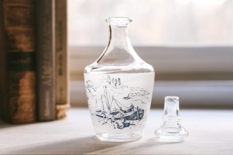Vintage Glass Decanter with Stopper | France | Verrerie Cristallerie D'Arques French Country Decanter | Vintage Bar Decor
