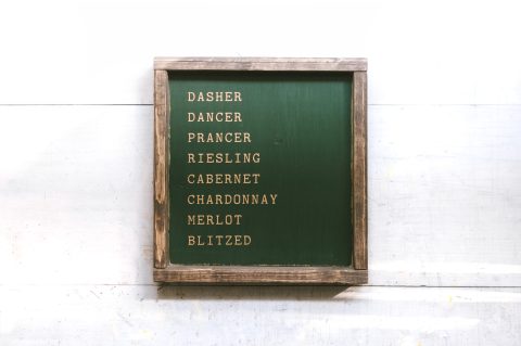 Wine Names Reindeer Wood Sign | Metallic Gold on Green | Christmas Decor | Wine Lovers Gift