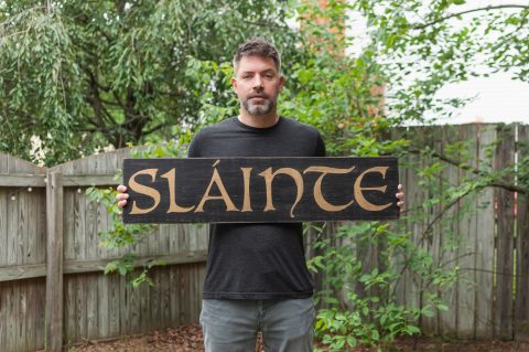 Sláinte Black and Gold Wood Wall Art
