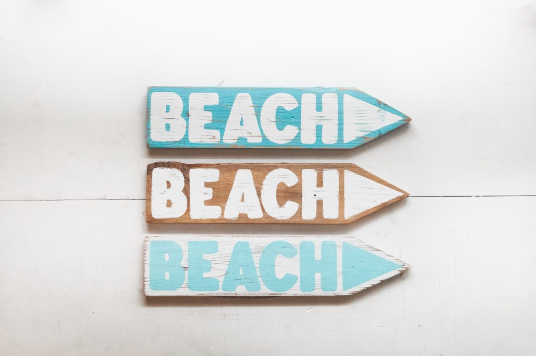 Handmade Wood Beach Directional Arrow Sign