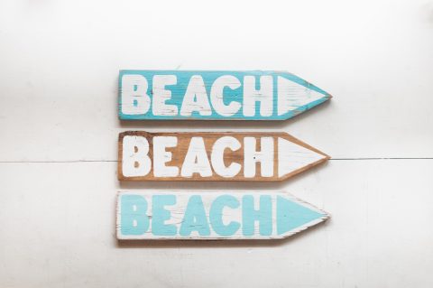 Handmade Wood Beach Directional Arrow Sign