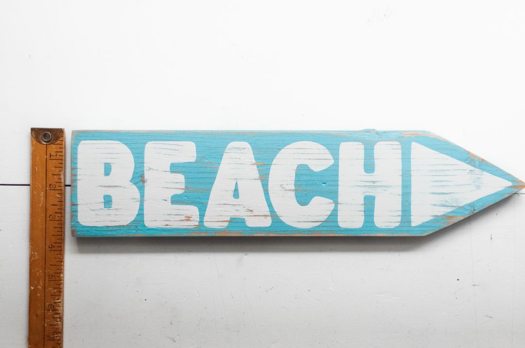 Handmade Wood Beach Directional Arrow Sign - Image 4