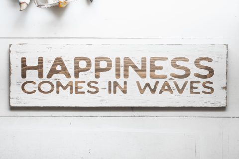Happiness Comes in Waves Handmade Wood Beach Sign