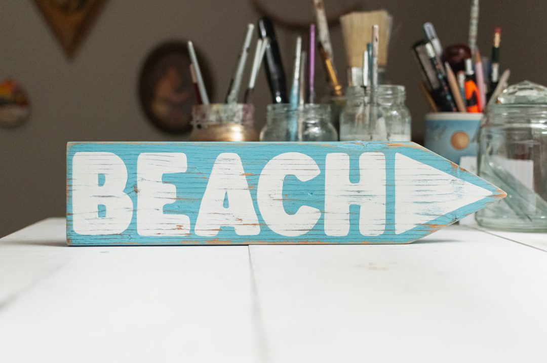 Handmade Wood Beach Directional Arrow Sign - Image 6