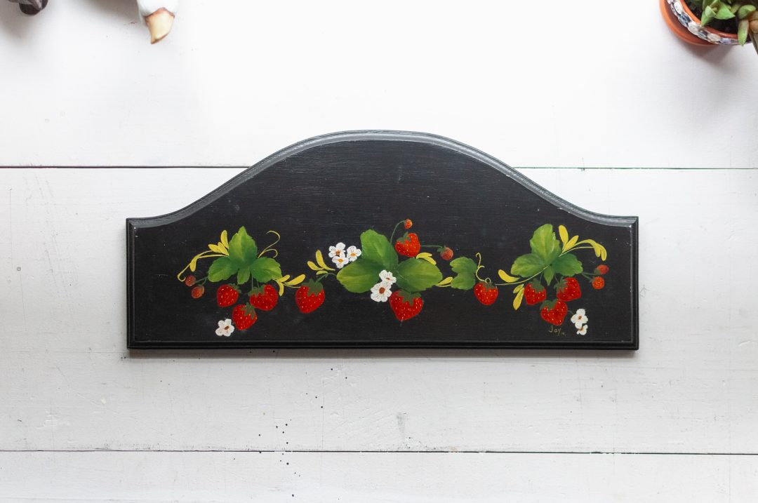 Vintage Hand-painted 1978 Strawberry Folk Wall Plaque