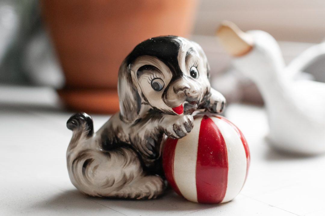 Vintage Shafford Dog and Ball Salt and Pepper Shaker Set