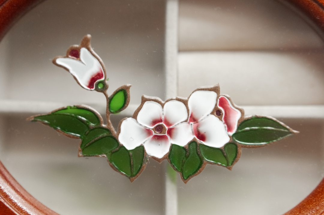Vintage MELE Wooden Jewelry Box with Painted Floral Design - Image 5